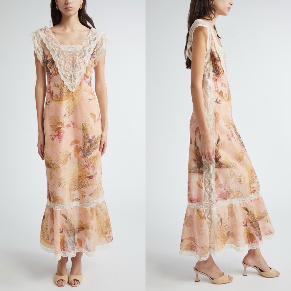 🖤SOLD🖤 Zimmermann Ascension Lace Trim Floral Dress size 2 = US 8 NWT
